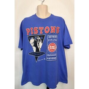 Vintage 90s Detroit Pistons T-Shirt XXL Hanes Heavyweight Single Stitch Thrashed